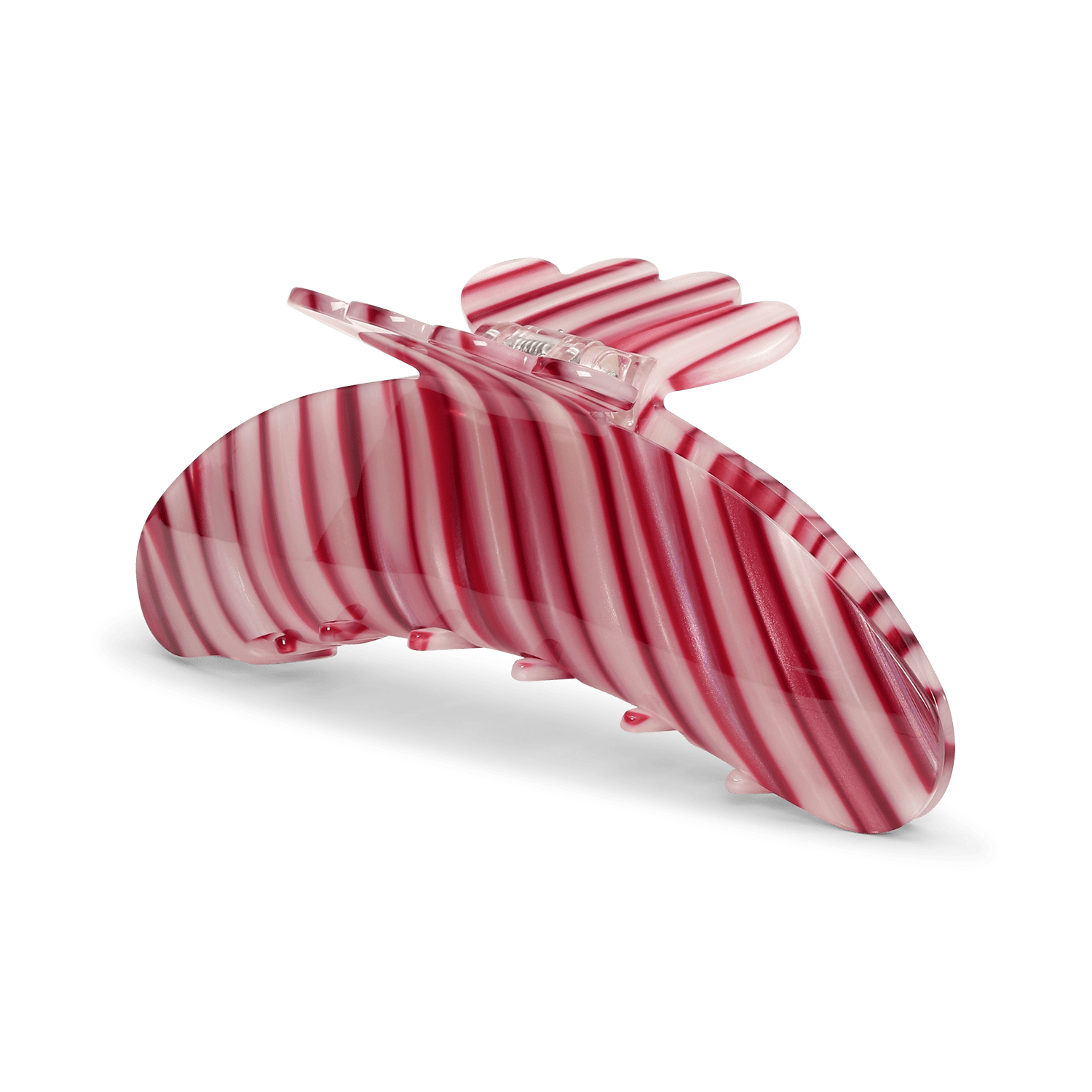 Stor hårklemme i rosa og rød med hvide marmor striber – Helle Candy Cane Biggest fra SUI AVA