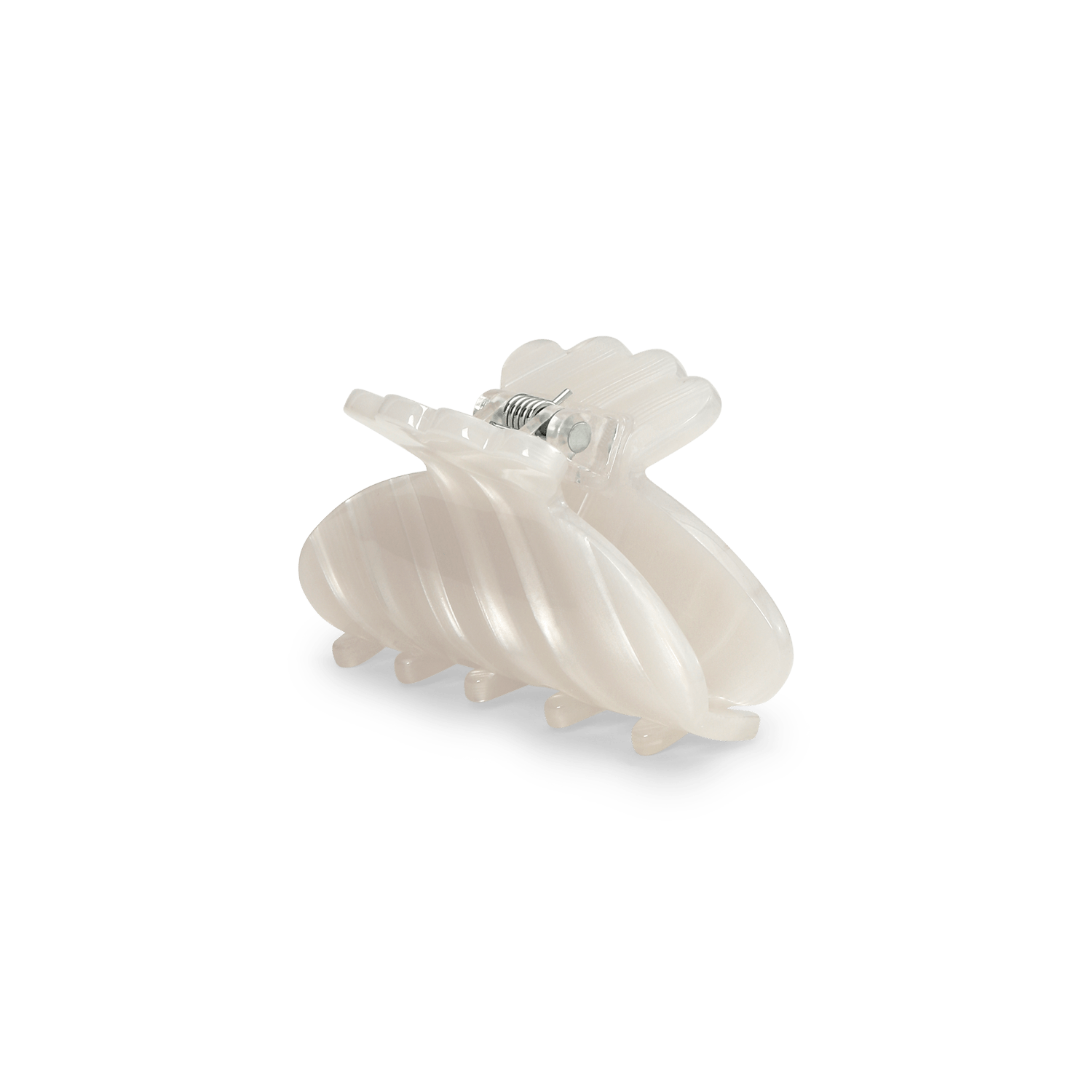 Lille perlemorshvid hårklemme med marmoreret effekt og blank finish. 