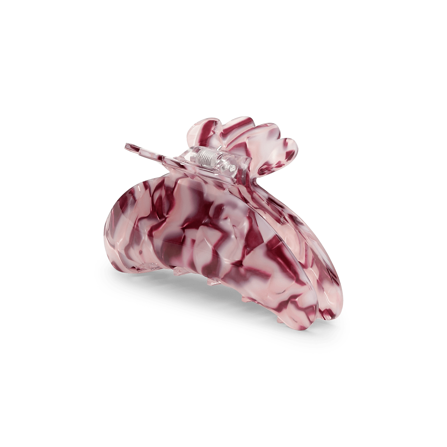 Stor hårklemme i burgundy marble med buet form – Helle Cinnamon Satin Big fra SUI AVA