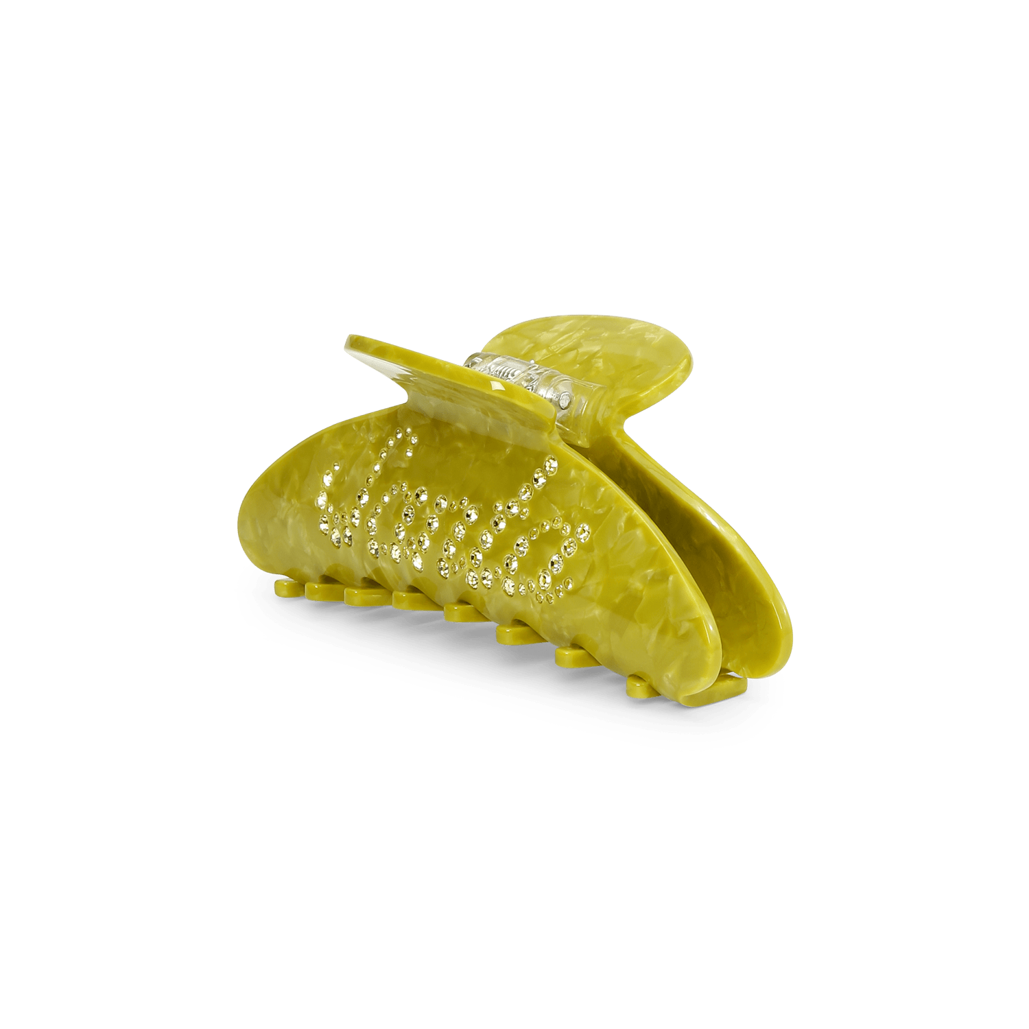 Stor lysegrøn hårklemme med “Santa” og “Baby” i rhinestones – Ida Santa Baby Big fra SUI AVA, ideel til jul og vintersæsonen.