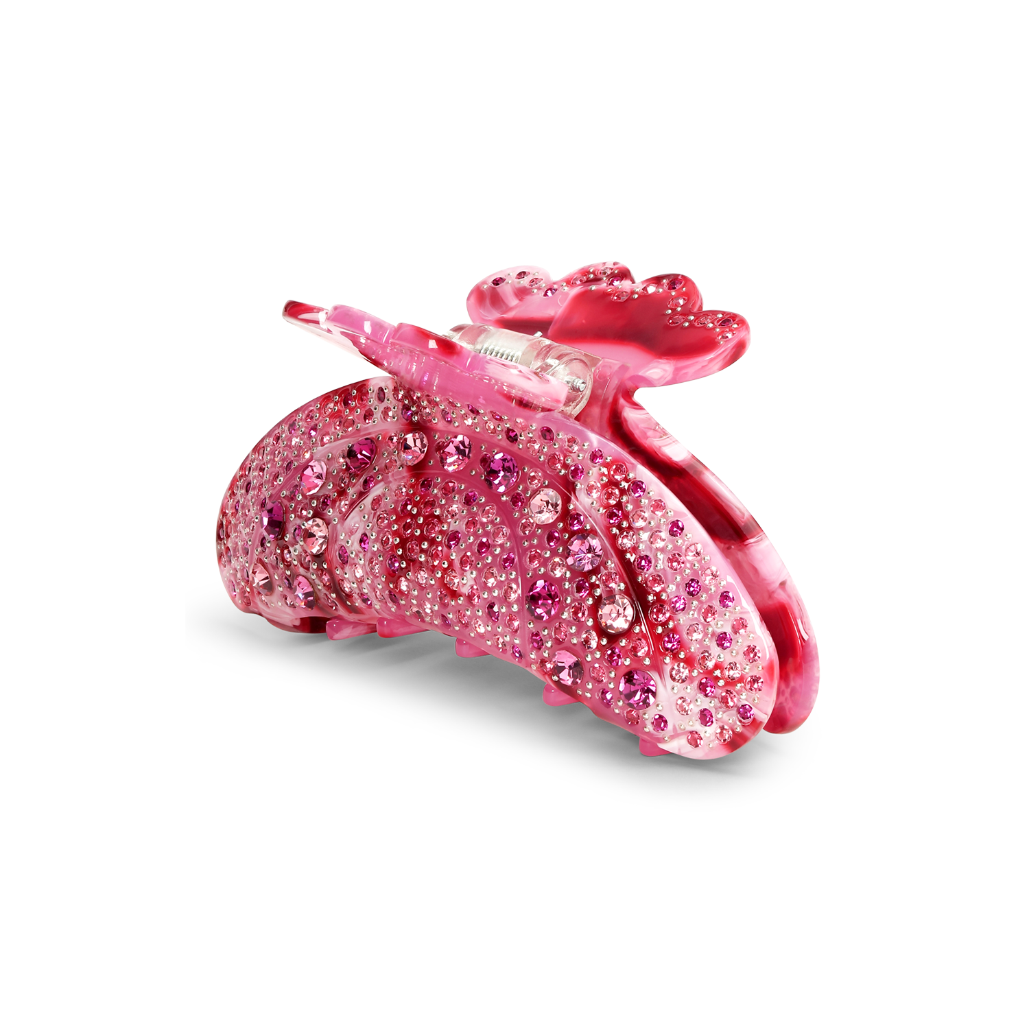 Helen Pink Marble Middle hårklemme med lyserød marmoreffekt og funklende pink sten – mellemstørrelse klemme til håropsætning