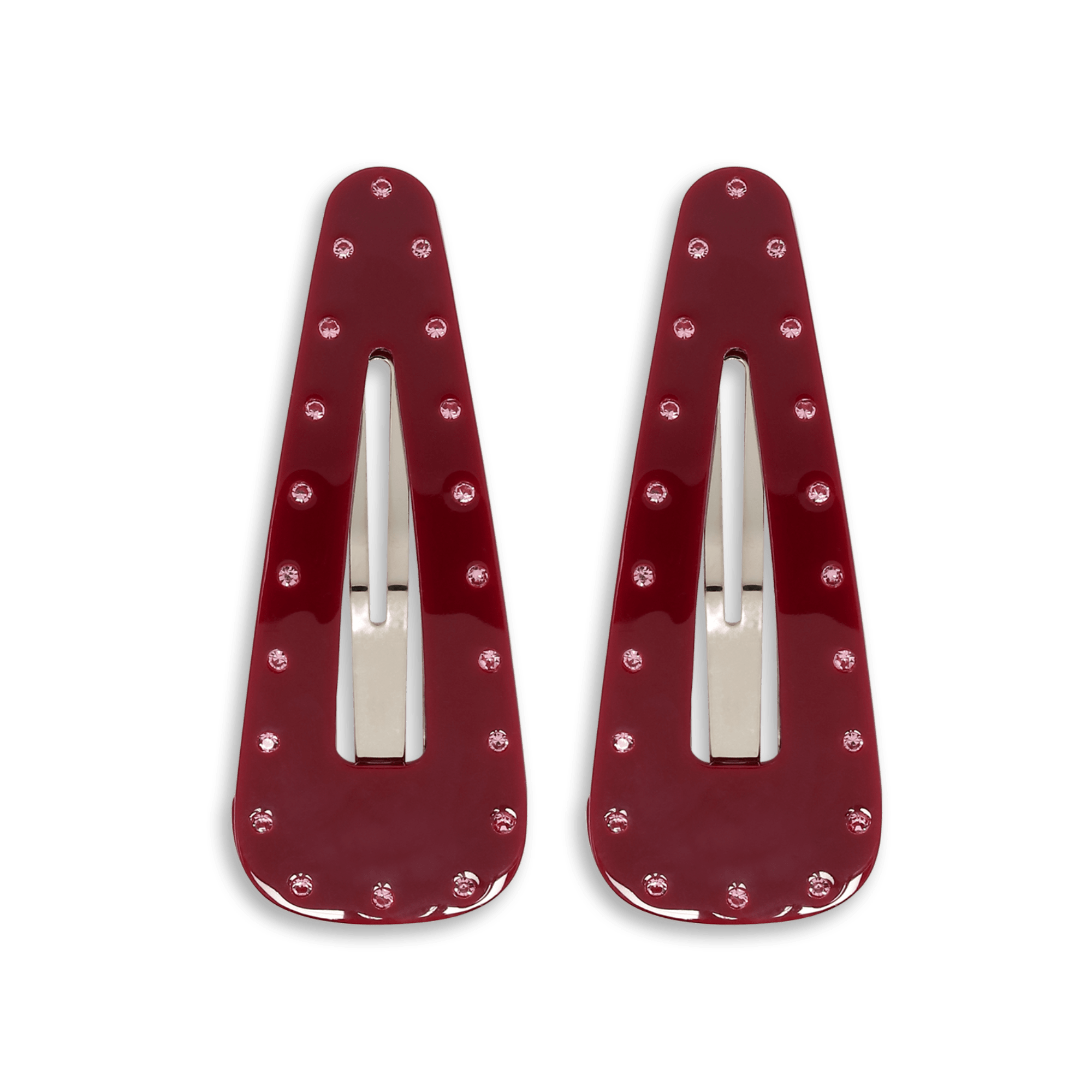 To vinrøde Glow Up Buckle Clips med rhinsten – hårspænder fra SUI AVA