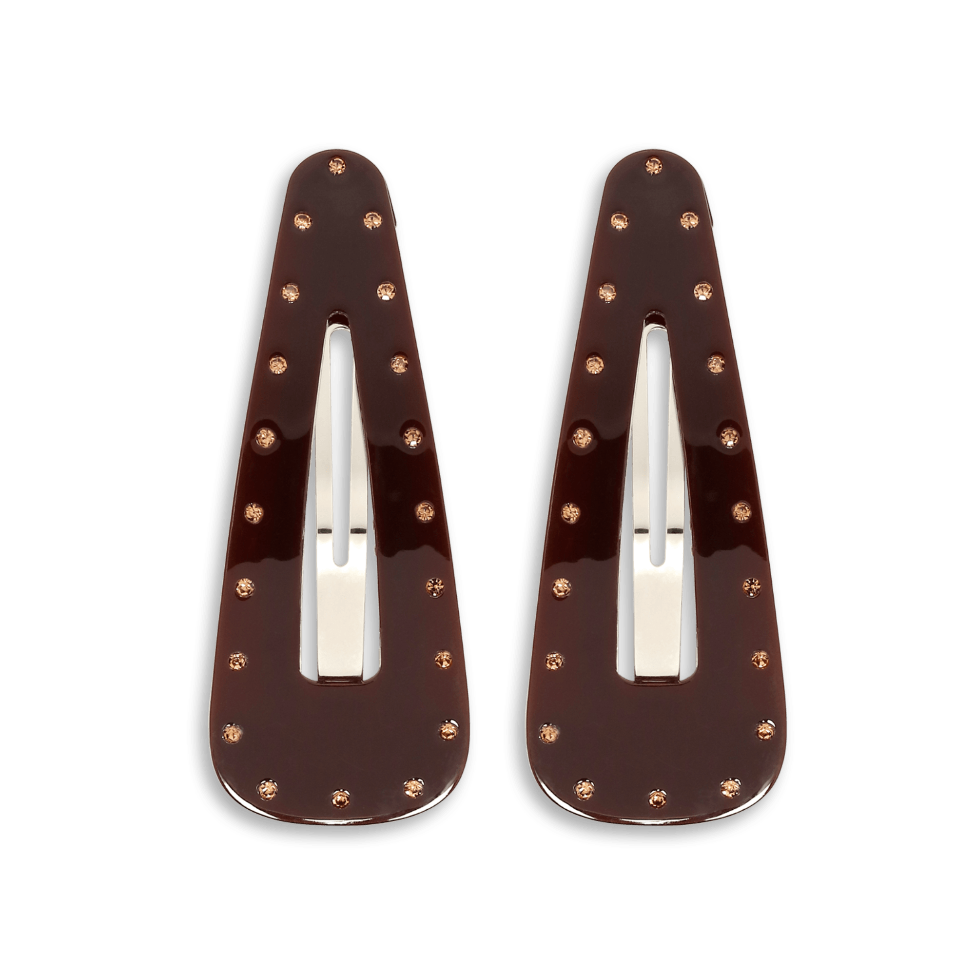 Mini hårklemme i mørkebrun med rosa og gyldne rhinsten – Helen Chocolate Mini fra SUI AVA