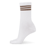 Hvid ribstrikket sportssok med tre brune striber ved skaftet, Retro Sport Stripe Socks fra SUI AVA