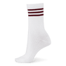Hvide ribstrikkede sokker med burgundy striber ved anklen – Retro Sport Stripe Socks fra SUI AVA