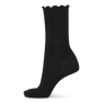Ruffle Socks i sort med rib og dekorativ bølgekant
