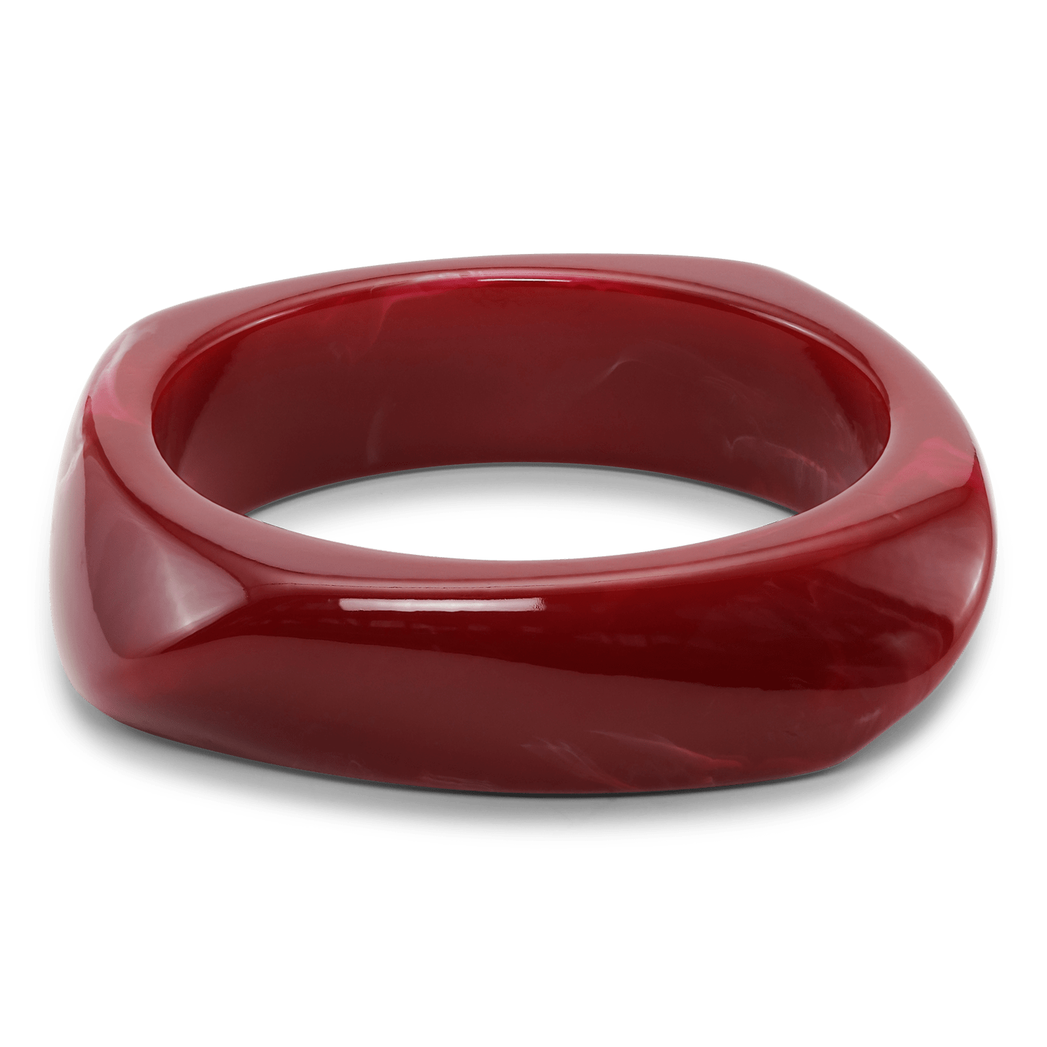 Rød Chunky Bangle med marmoreret finish i rund og voluminøs form.