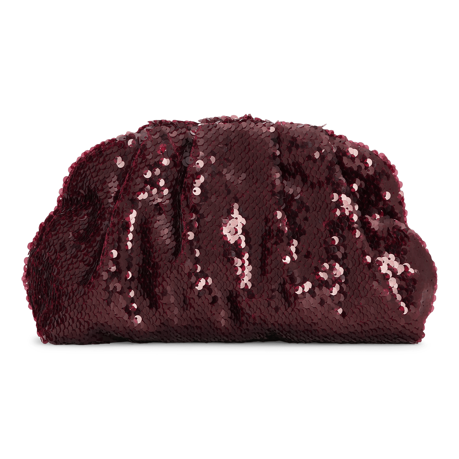Sequin Clutch Bag i bordeaux med glitrende pailletter og blød struktur – perfekt som blikfang til dit look.