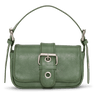 SUI AVA Buckle Bag – grøn skuldertaske i læderlook med spænde og sølvdetaljer.