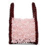 SUI AVA Bouquet Bead Bag – håndtaske i Blush og Burgundy med blomsterformede perler og dobbelte hanke.