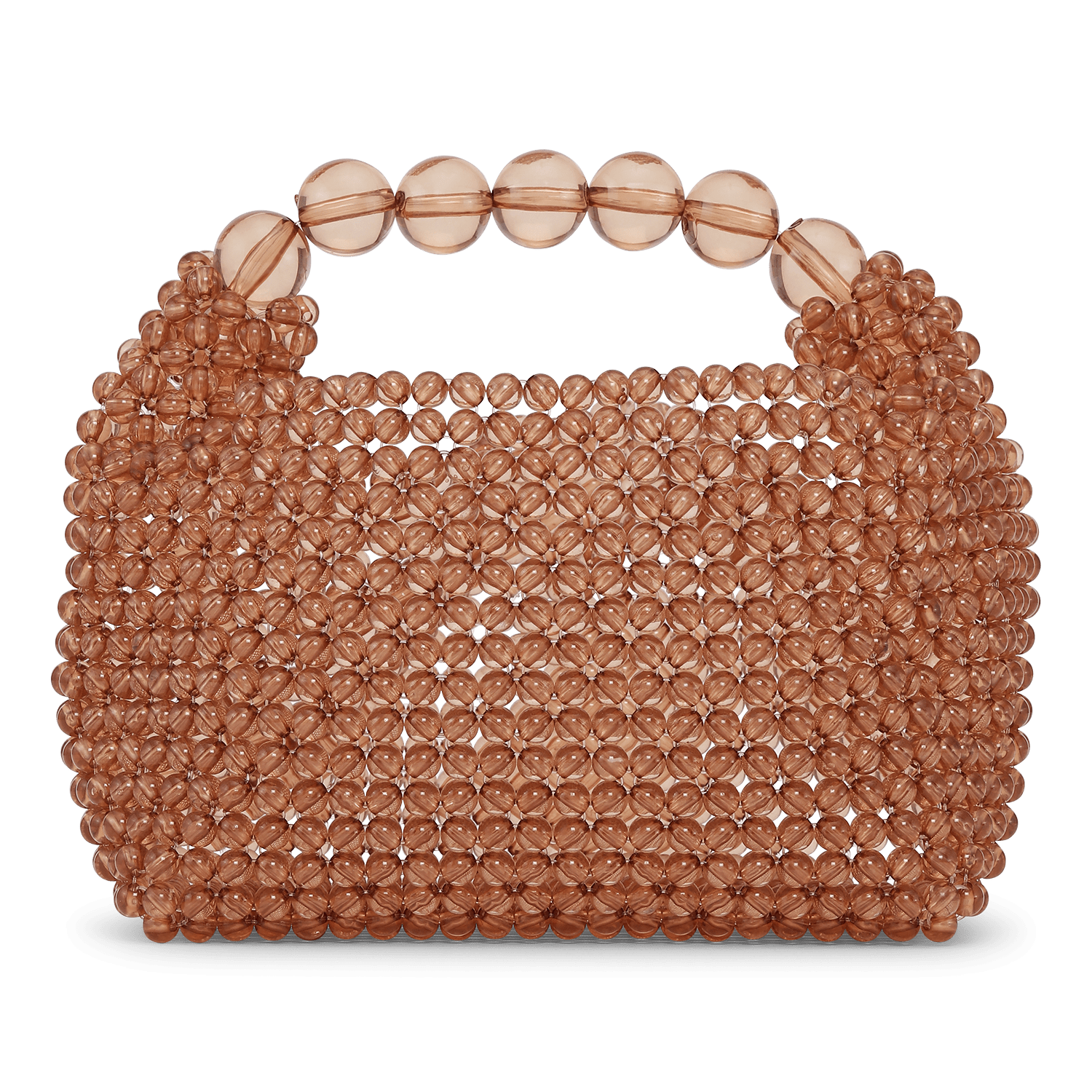 SUI AVA Slouchy Beaded Bag – håndtaske med perler i farven toffee og rund hank.