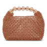SUI AVA Slouchy Beaded Bag – håndtaske med perler i farven toffee og rund hank.