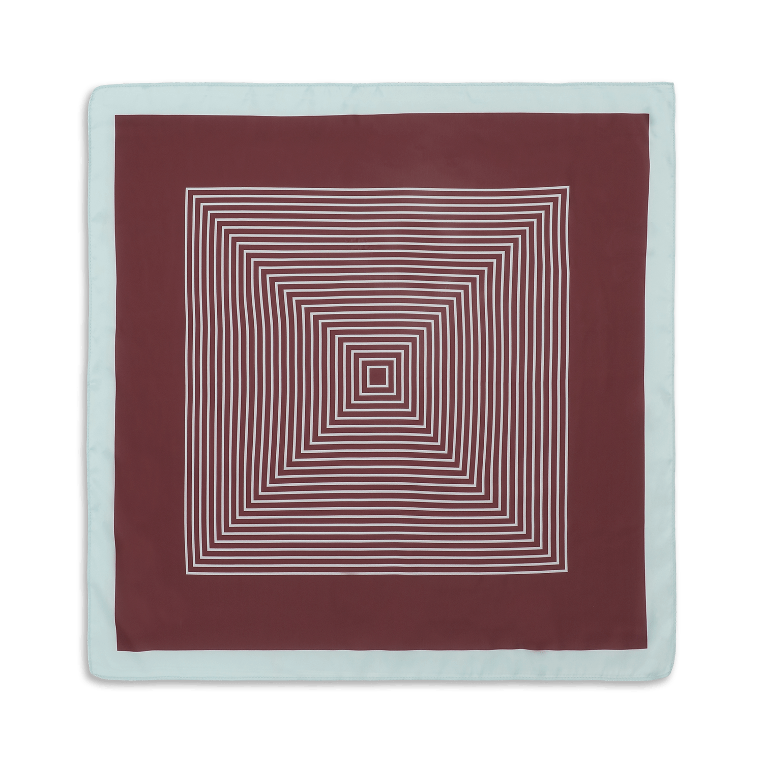 SUI AVA Classic Patterned Scarf – kvadratisk tørklæde i burgundy med hvidt grafisk mønster og lys kant.