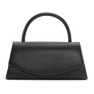 Overlapping Closure Handbag – sort håndtaske med overlappende lukning og elegant design.