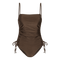 Bondi Swimsuit – brun badedragt fra SUI AVA SWIM med justerbare snører og fleksibel pasform.