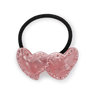Lyserød hårelastik med dobbelthjerte og glitrende pink sten – Summerlove Hair Elastic