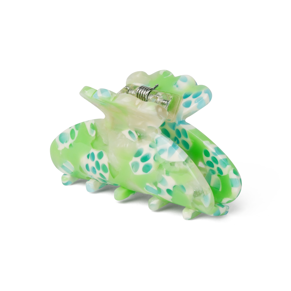 Helle Vibrations Mini i lime – Lille hårklemme med et unikt mønster og et sikkert greb.