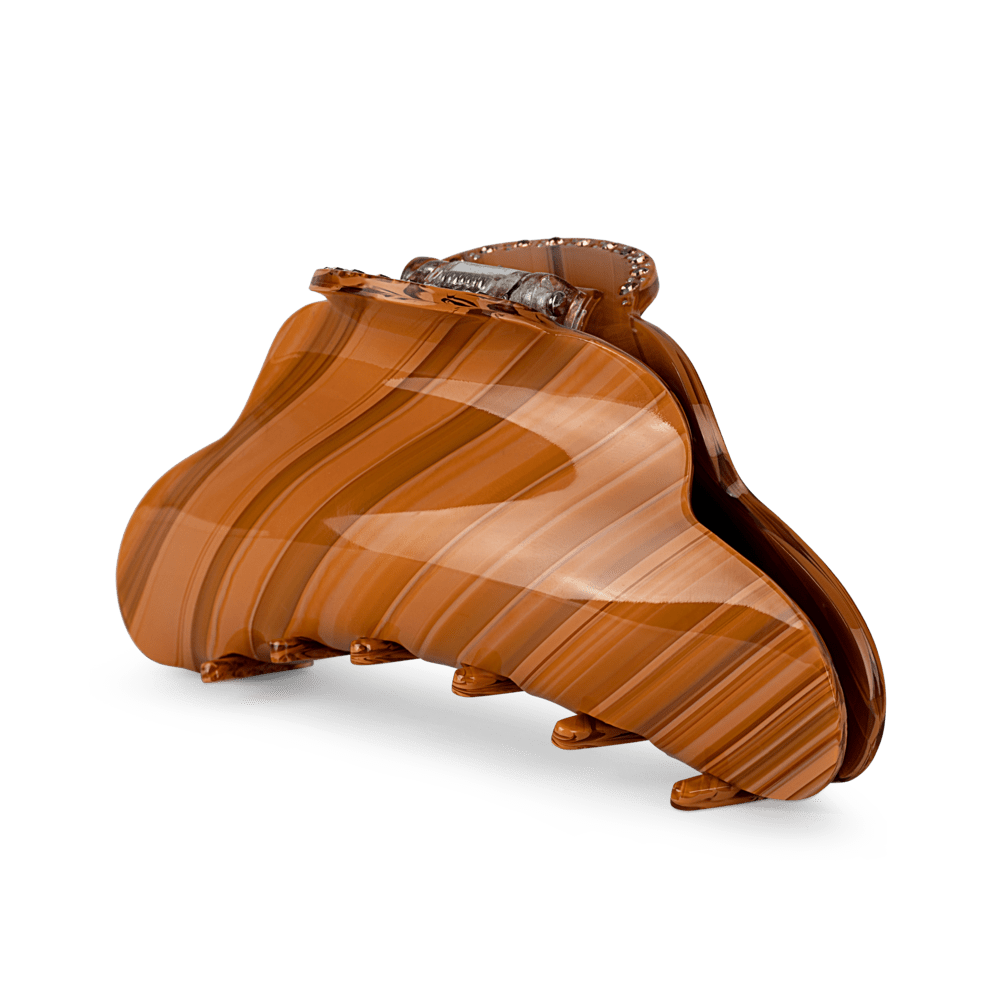 Lene Soulmate Biggest – Stor hårklemme i marmoreret brun til kraftigt hår.