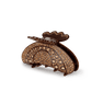 Helen Chocolate Middle – brun hårklemme med gyldne krystaller i buet mønster og mellem størrelse.