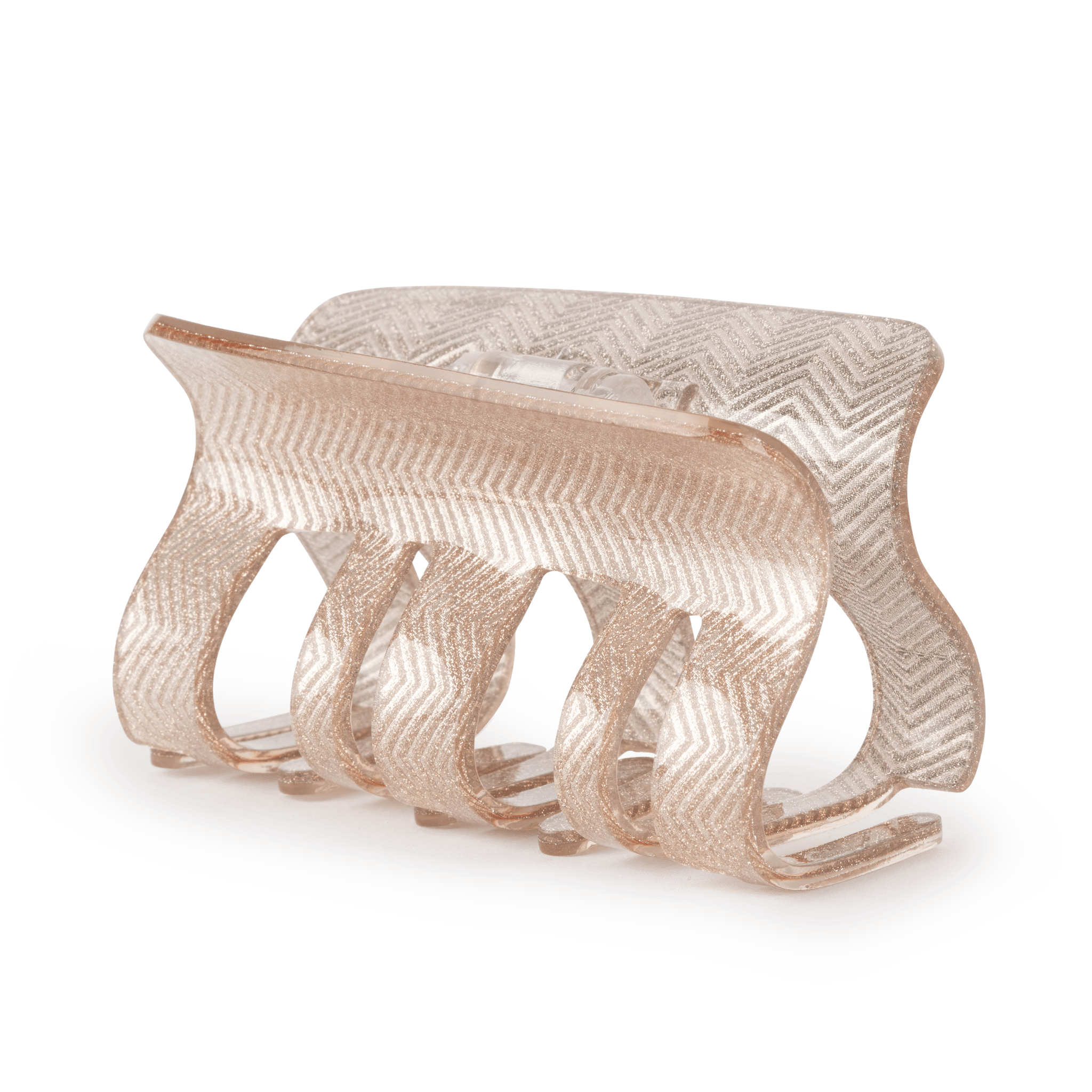 Fie Sunlight Big hårklemme i guld med zigzag-mønster og glimmer, perfekt til langt og tykt hår