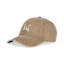 Everyday Cap i washed khaki med hvid sommerfugl broderi – justerbar kasket i blød bomuld med vintage-look.