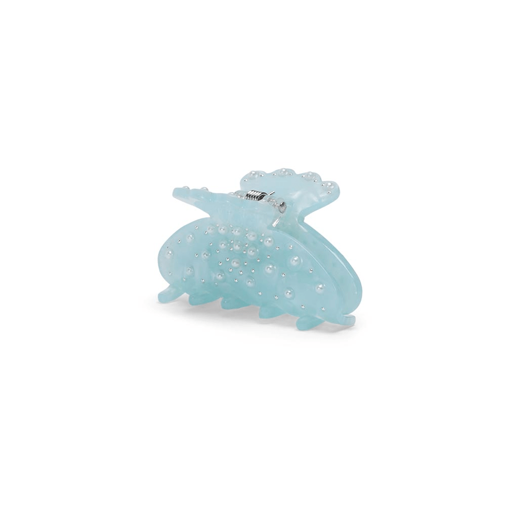 Helle Pearly Mini hårklemme i lyseblå med perledetaljer.