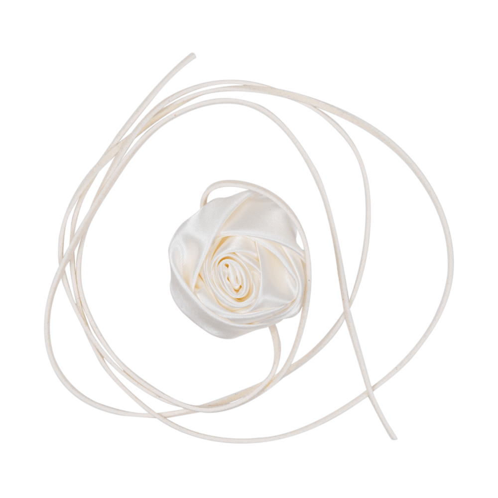 Satinroset med lange cremefarvede bånd – La Mia Rosa