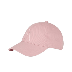 Lyserød baseball cap i økologisk bomuld med broderet SUI AVA-logo.