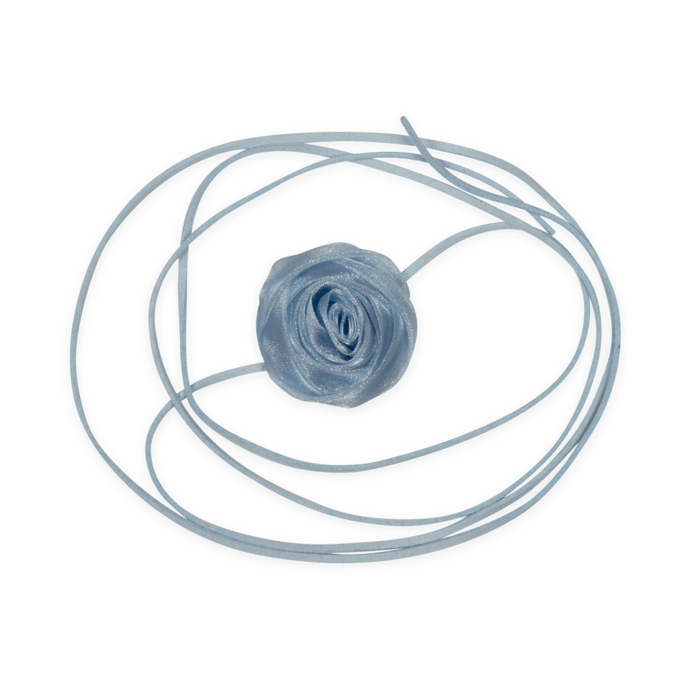 Lyseblå satinrose med shimmer og lange bånd – La Mia Rosa Shimmer