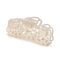 Rosie Giga hårklemme i cream – stor, let gennemsigtig hårklemme med rosemotiver, perfekt til langt og kraftigt hår.