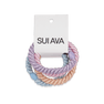 4-Pack Basic Essentials Elastics – sæt med fire hårelastikker i lyselilla, lyseorange, lyseblå og lyserød. Skånsomme og perfekte til alle frisurer.