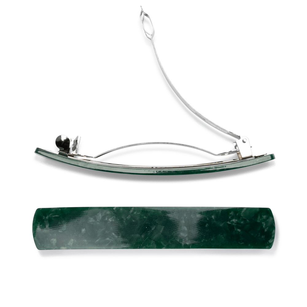 Matcha Addict Hair Clip – mørkegrønt hårspænde med perlemorseffekt og buet design