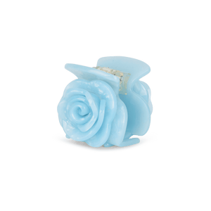 Rosie Mini hårklemme i lyseblå – lille hårklemme formet som en rose, ideel til fint hår eller små sektioner. Elegant og dekorativt design.